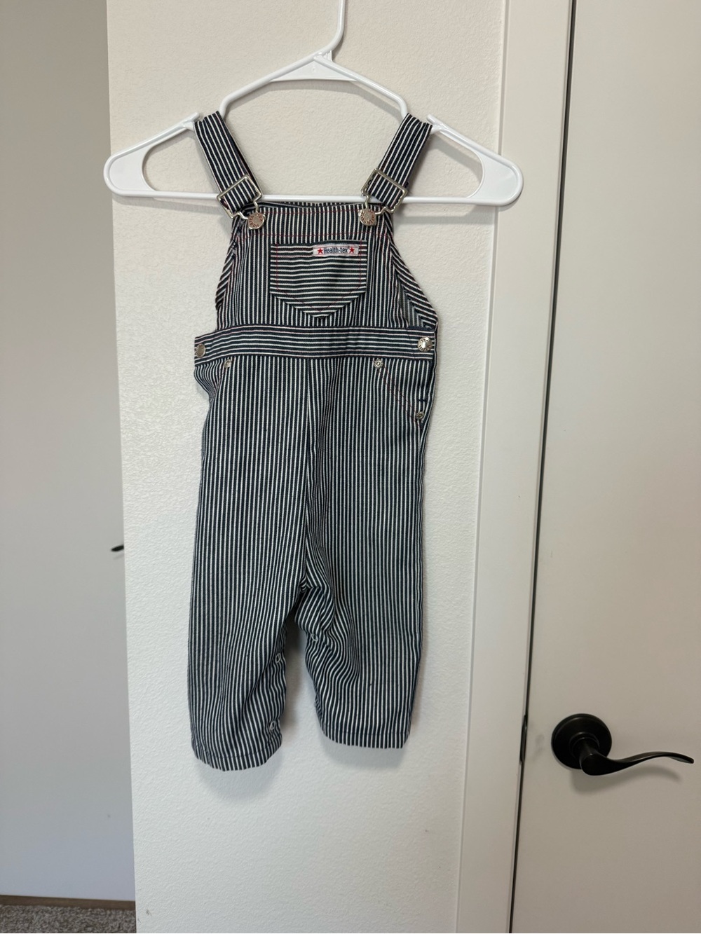 healthtex Navy and White Pinstripe Overalls